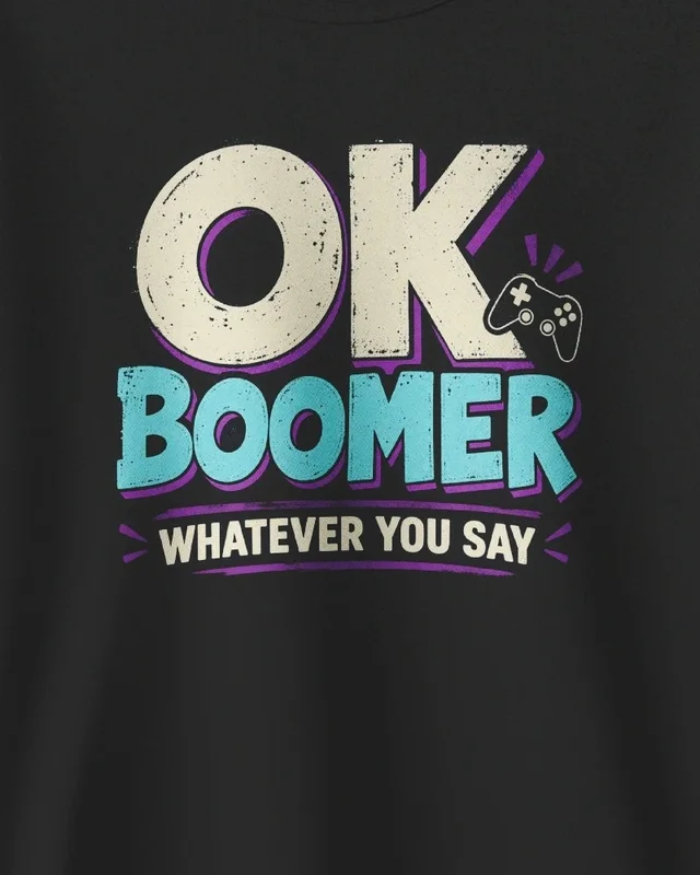 OK Boomer Sweatshirt in Black — design detail