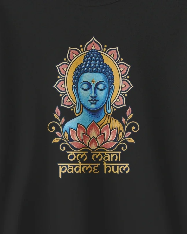 Om Mani Padme Hum Sweatshirt in Black — design detail