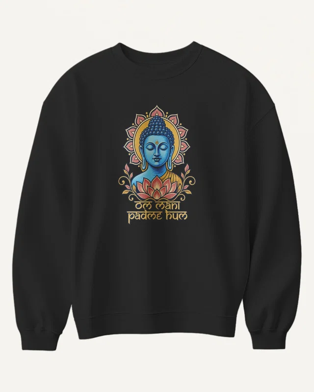 Om Mani Padme Hum Sweatshirt in Black — front