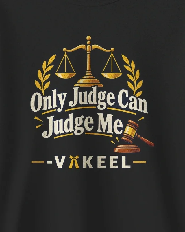 Only Judge Can Judge Me Vakeel Sweatshirt in Black — design detail