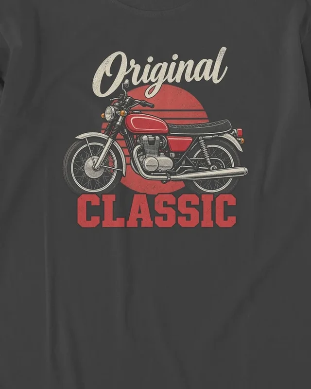 Original Classic Motorcycle Long-Sleeve T-Shirt in Black — design detail