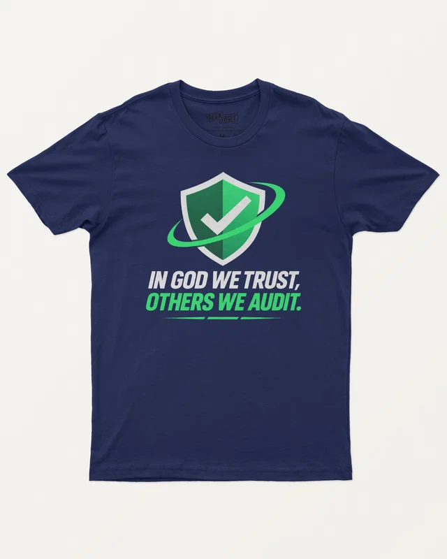 In God We Trust Others We Audit Regular T-Shirt in Royal Blue — front