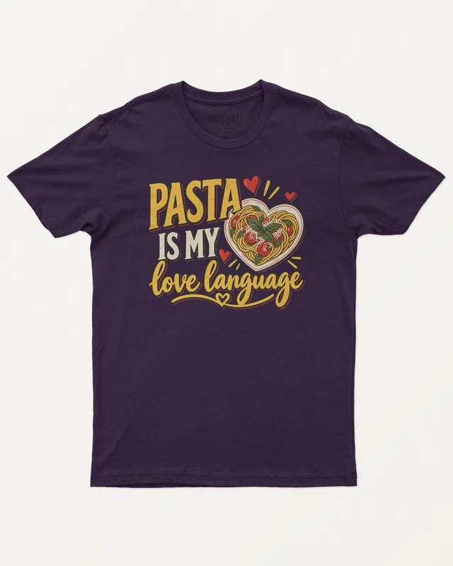Pasta Is My Love Language Regular T-Shirt in Purple — front