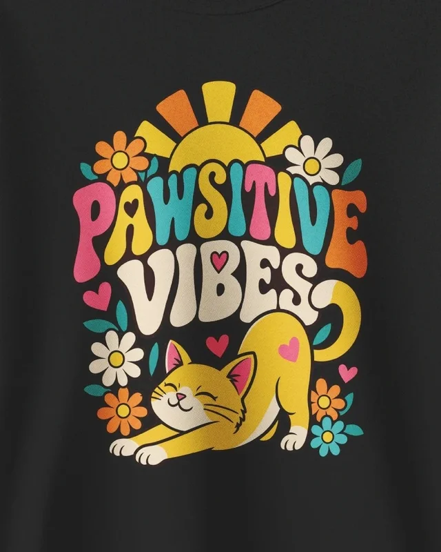 Pawsitive Vibes Sweatshirt in Black — design detail