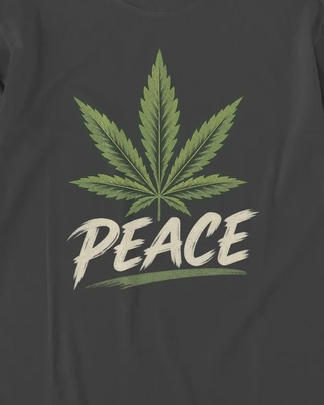 Peace Leaf Long-Sleeve T-Shirt in Black — design detail