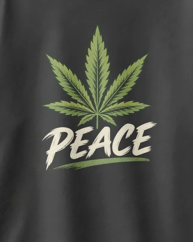 Peace Leaf Oversized T-Shirt in Black — design detail