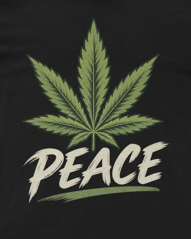 Peace Leaf Regular T-Shirt in Black — design detail