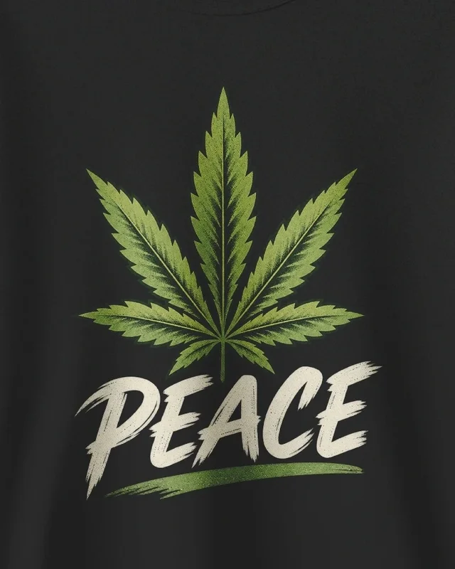 Peace Leaf Sweatshirt in Black — design detail