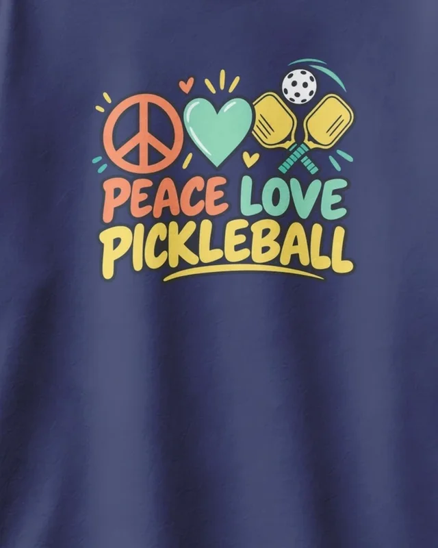 Peace Love Pickleball Oversized T-Shirt in Royal Blue — design detail
