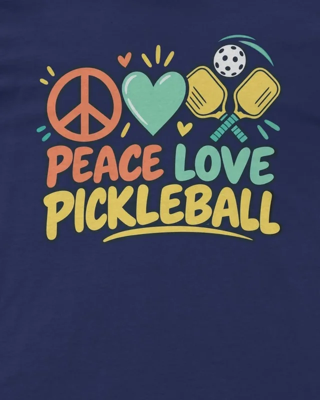 Peace Love Pickleball Regular T-Shirt in Royal Blue — design detail