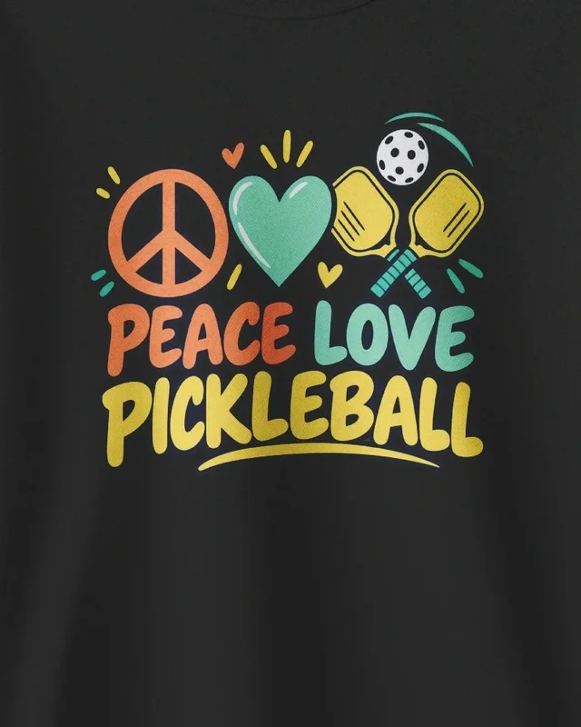 Peace Love Pickleball Sweatshirt in Black — design detail