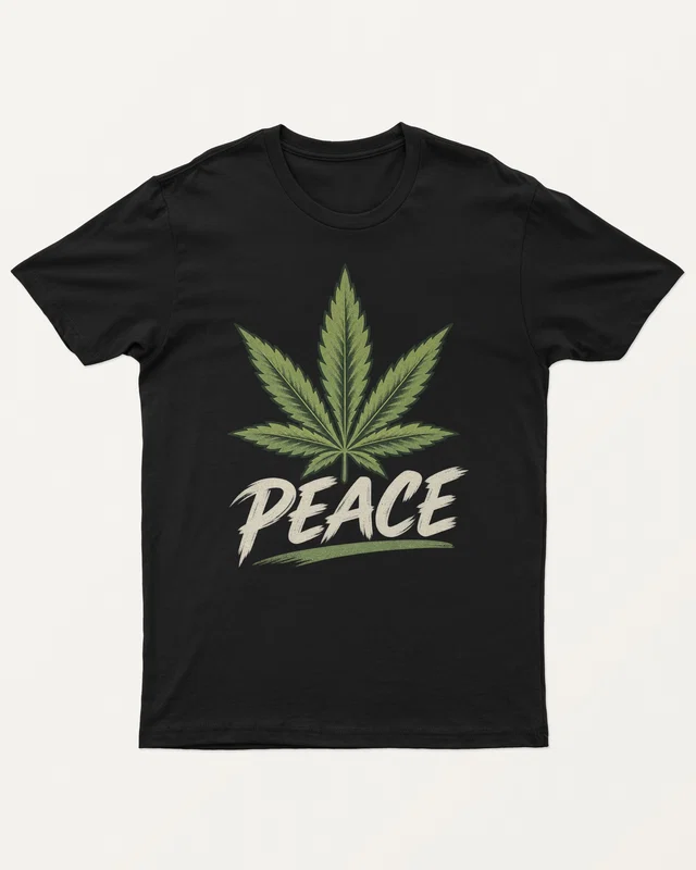 Peace Leaf Regular T-Shirt in Black — front