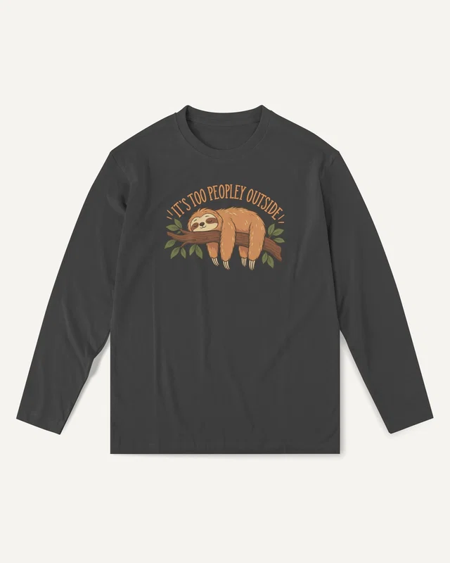 It's Too Peopley Outside Long-Sleeve T-Shirt in Black — front
