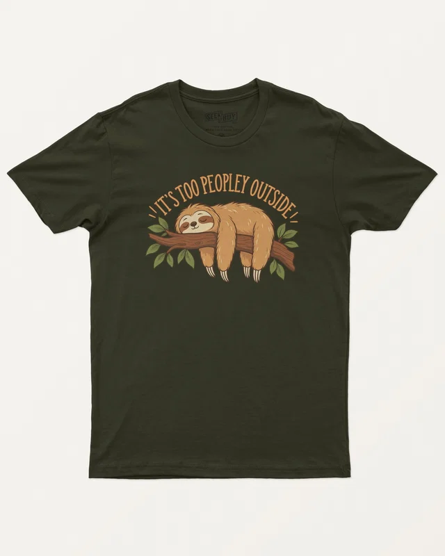 It's Too Peopley Outside Regular T-Shirt in Olive Green — front