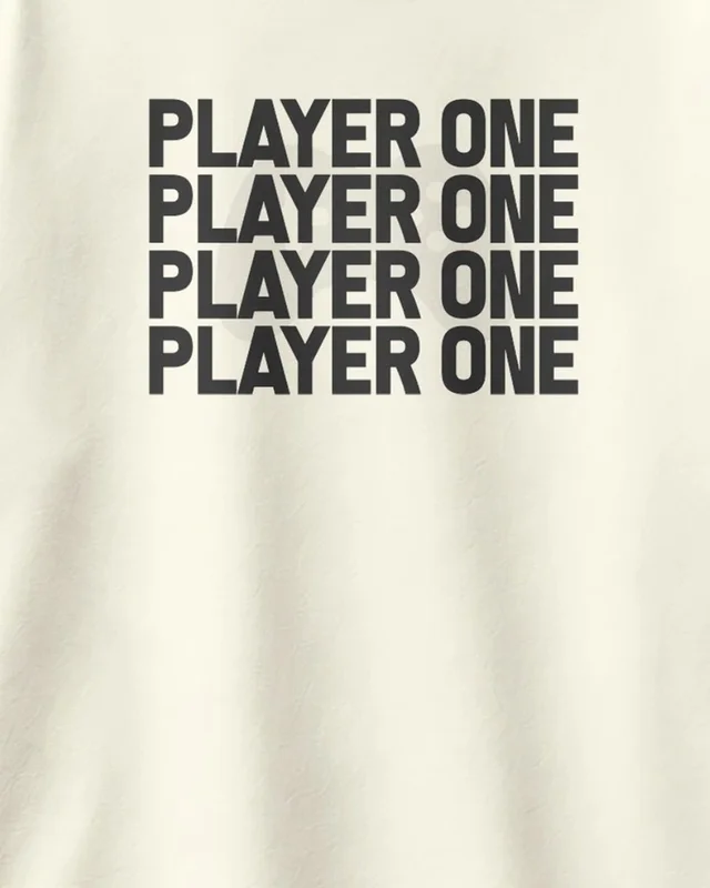 Player One Oversized T-Shirt in Off White — design detail