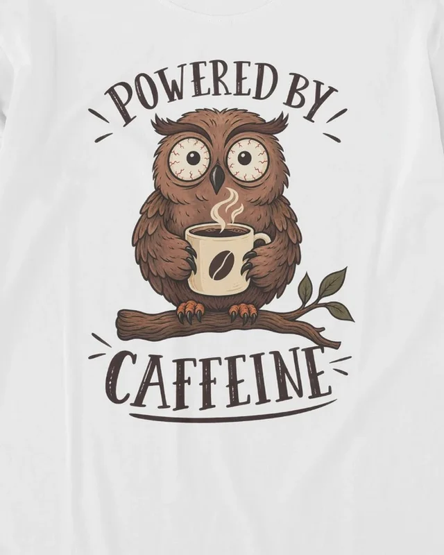 Powered by Caffeine Long-Sleeve T-Shirt in White — design detail