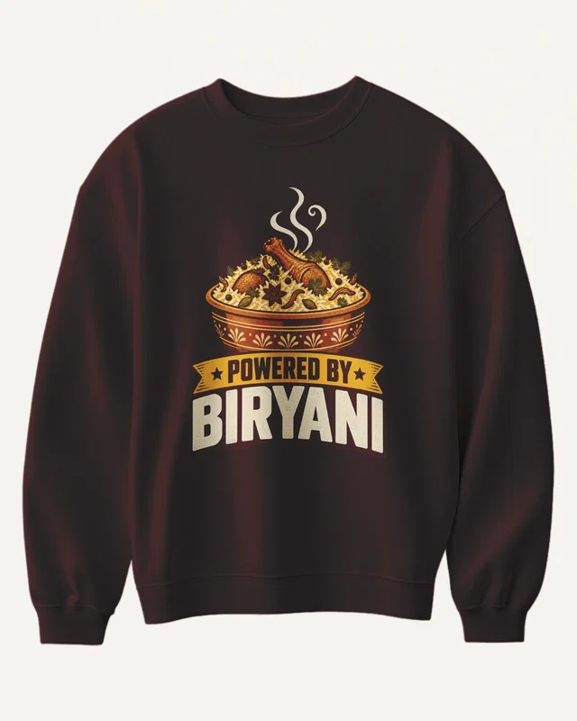 Powered by Biryani Sweatshirt in Maroon — front