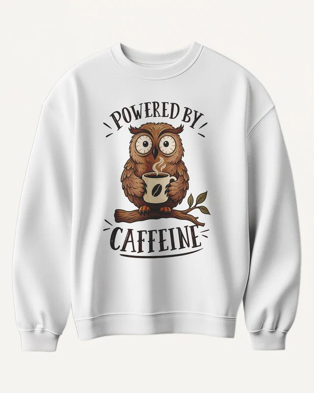 Powered by Caffeine Sweatshirt in White — front