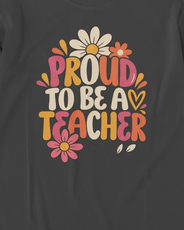Proud to Be a Teacher Long-Sleeve T-Shirt in Black — design detail