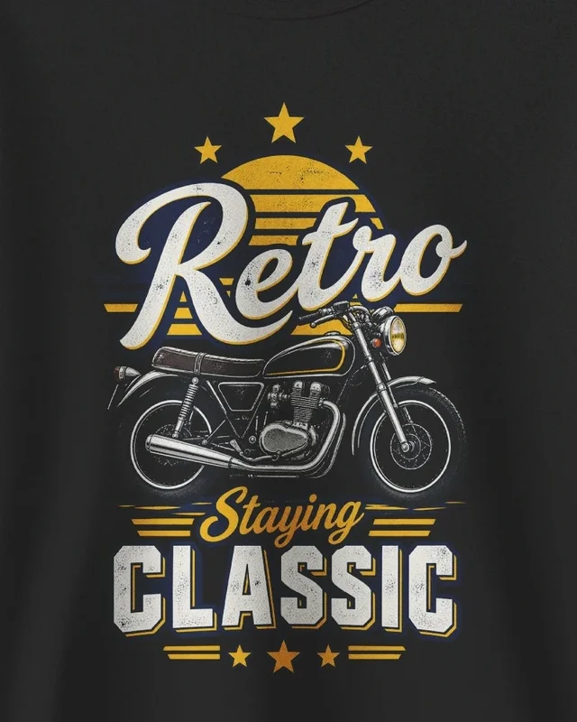Retro Staying Classic Sweatshirt in Black — design detail