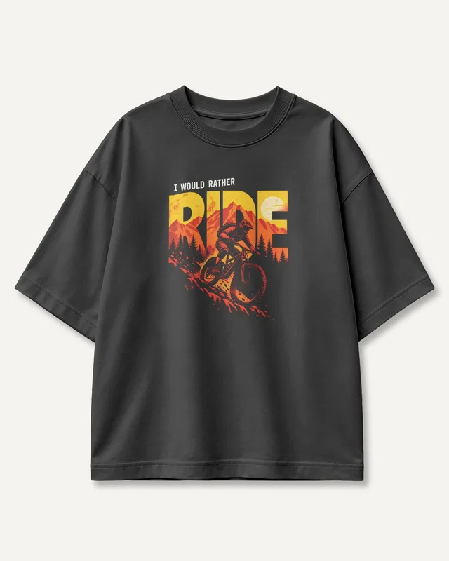 I Would Rather Ride Oversized T-Shirt in Black — front