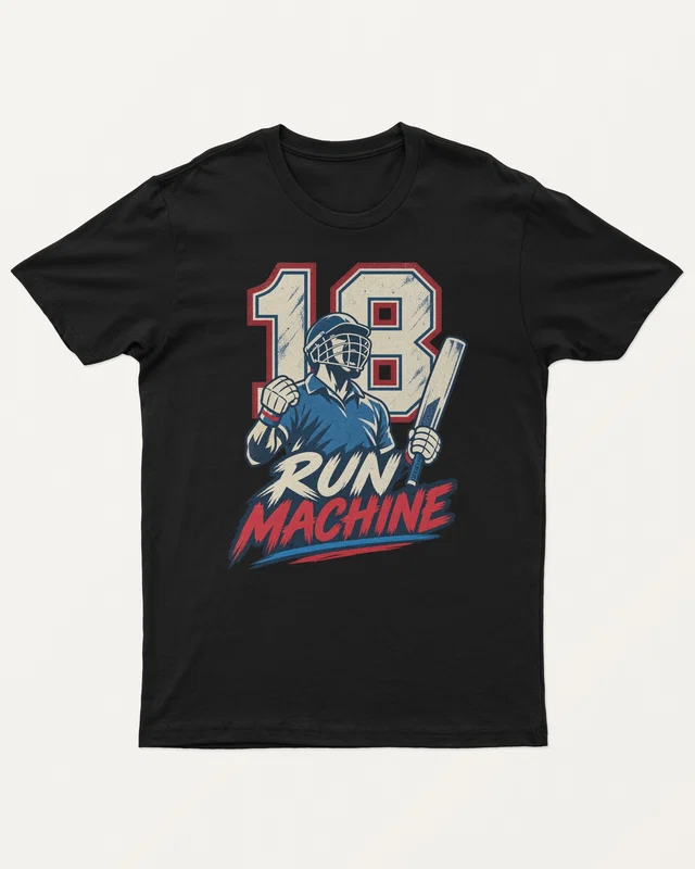 Run Machine 18 Regular T-Shirt in Black — front