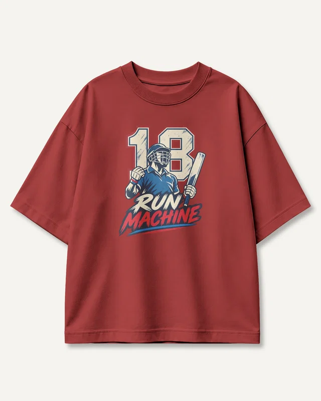 Run Machine 18 Oversized T-Shirt in Red — front