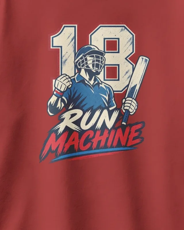 Run Machine 18 Oversized T-Shirt in Red — design detail