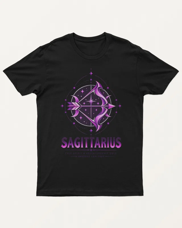 Sagittarius Regular T-Shirt in Black — front