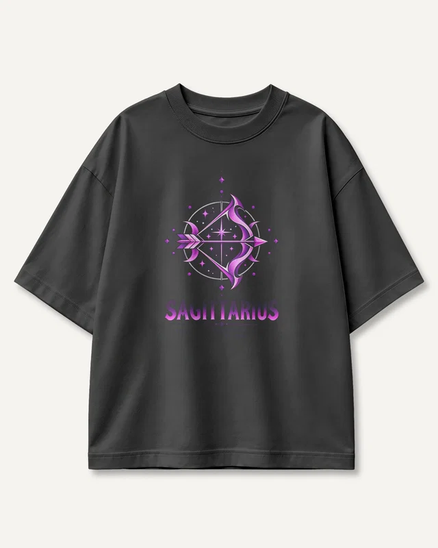 Sagittarius Oversized T-Shirt in Black — front
