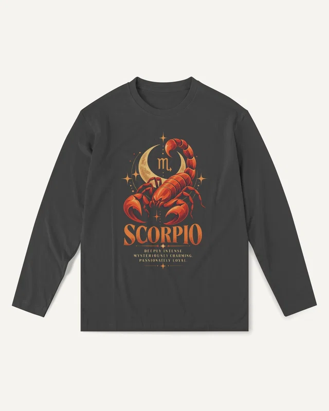 Scorpio Long-Sleeve T-Shirt in Black — front