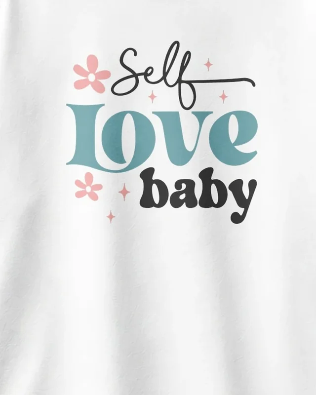 Self Love Baby Oversized T-Shirt in White — design detail