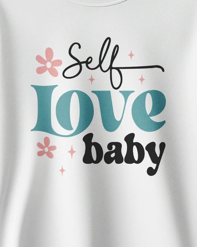 Self Love Baby Sweatshirt in White — design detail