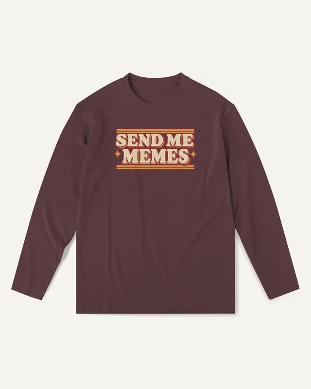 Send Me Memes Long-Sleeve T-Shirt in Maroon — front