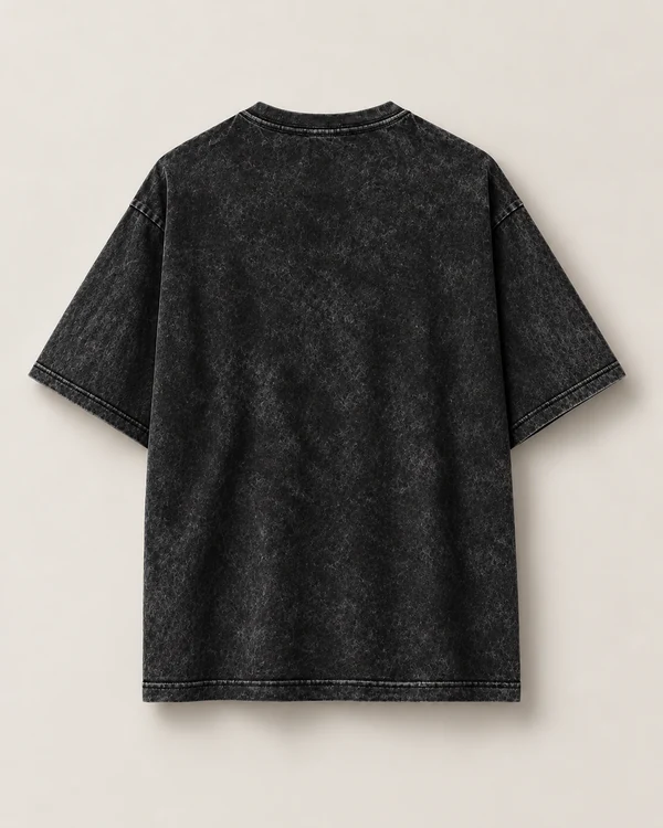 Essential Acid Wash Oversized T-Shirt — Black — back — plain unprinted product