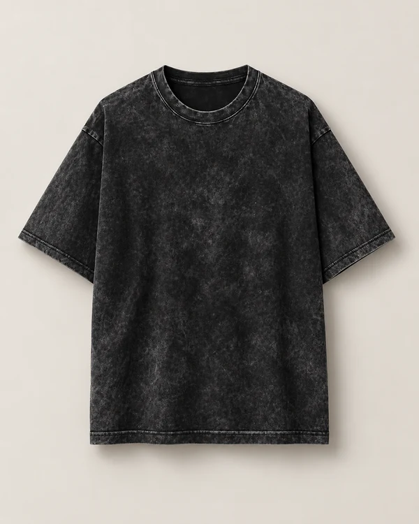 Essential Acid Wash Oversized T-Shirt — Black — front — plain unprinted product