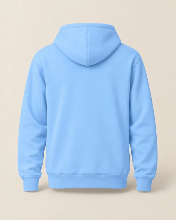 Essential Fleece Pullover Hoodie — Baby Blue — back — plain unprinted product