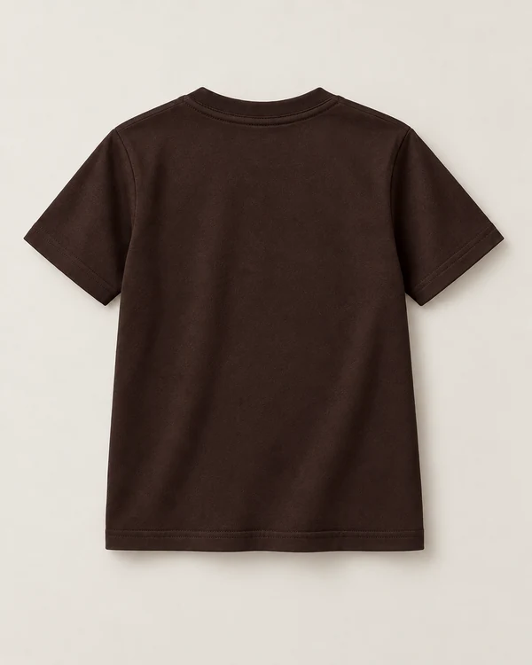 Essential Kids’ Cotton T-Shirt — Coffee Brown — back — plain unprinted product
