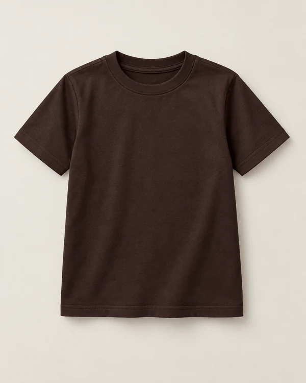 Essential Kids’ Cotton T-Shirt — Coffee Brown — front — plain unprinted product