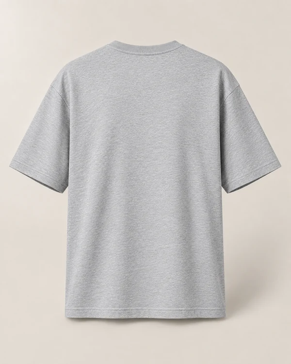 Essential Oversized Cotton T-Shirt — Grey Melange — back — plain unprinted product