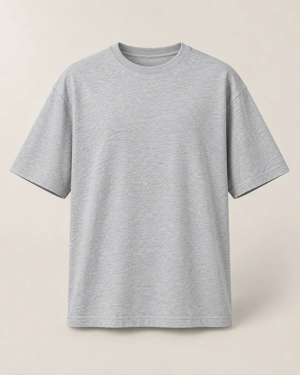 Essential Oversized Cotton T-Shirt — Grey Melange — front — plain unprinted product