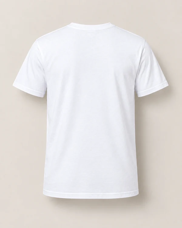 Essential Classic Cotton T-Shirt — White — back — plain unprinted product