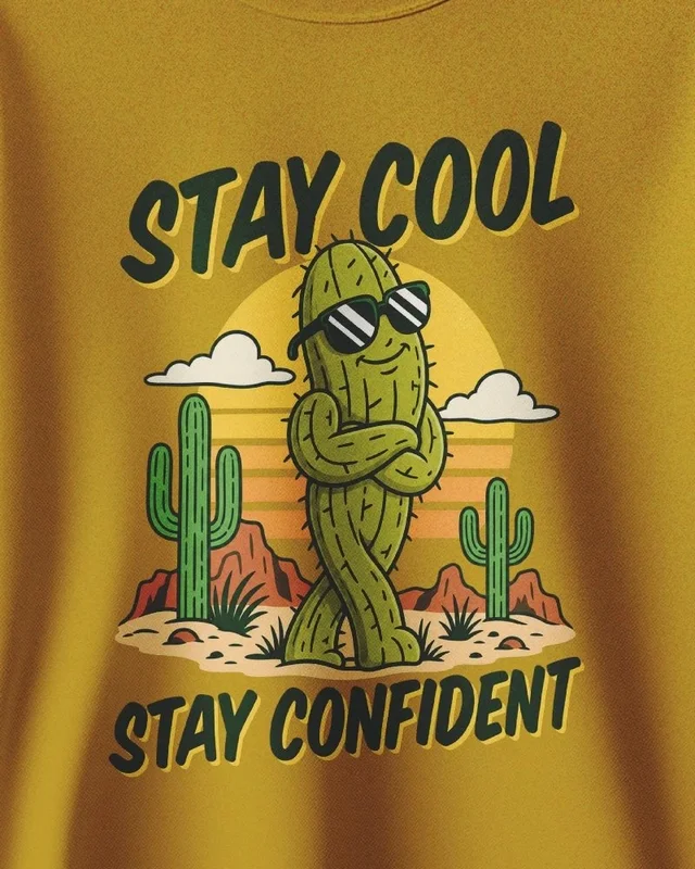 Stay Cool Stay Confident Sweatshirt in Mustard Yellow — design detail