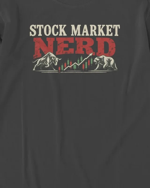 Stock Market Nerd Long-Sleeve T-Shirt in Black — design detail