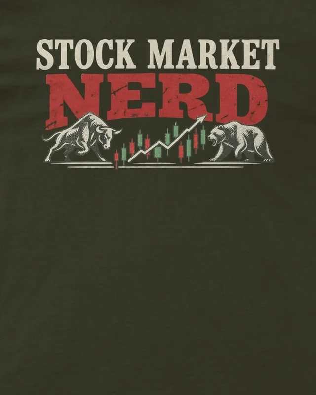 Stock Market Nerd Regular T-Shirt in Olive Green — design detail