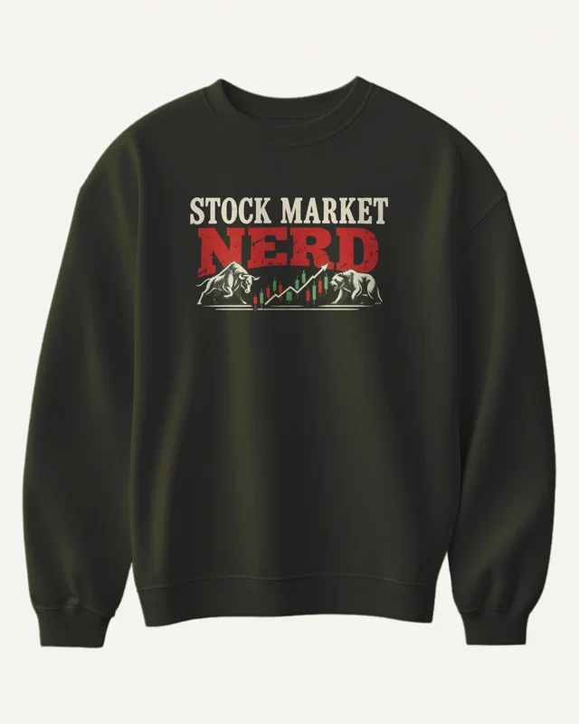 Stock Market Nerd Sweatshirt in Olive Green — front