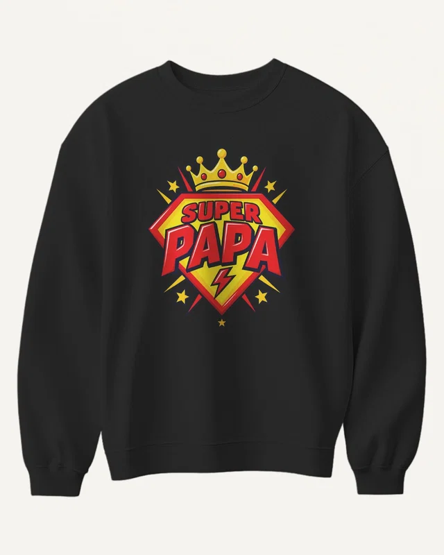 Super Papa Sweatshirt in Black — front