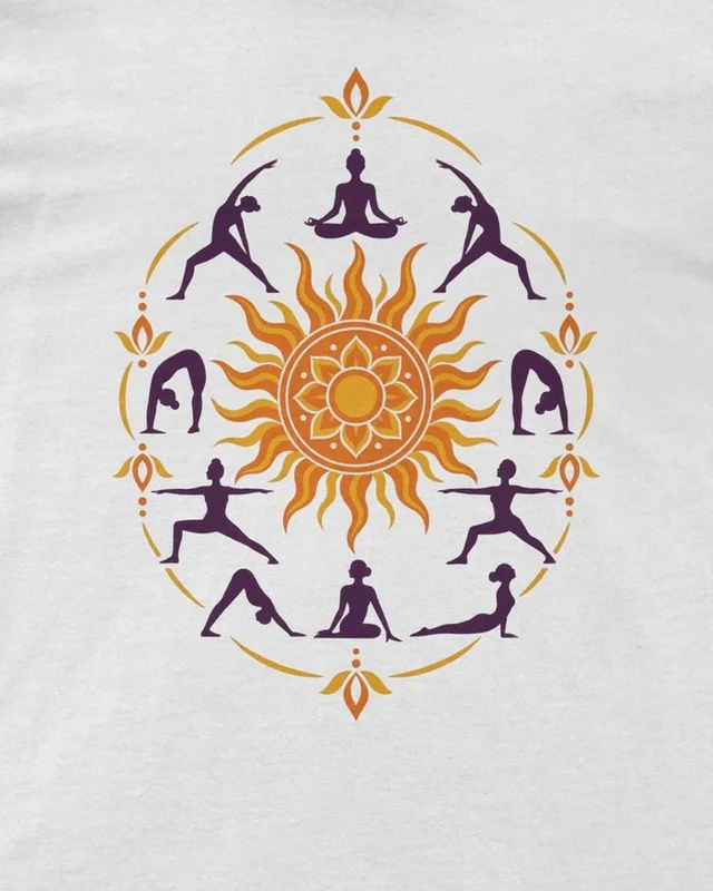 Surya Namaskar Regular T-Shirt in White — design detail