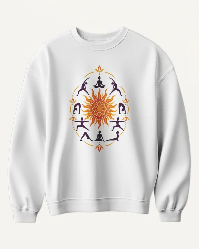 Surya Namaskar Sweatshirt in White — front