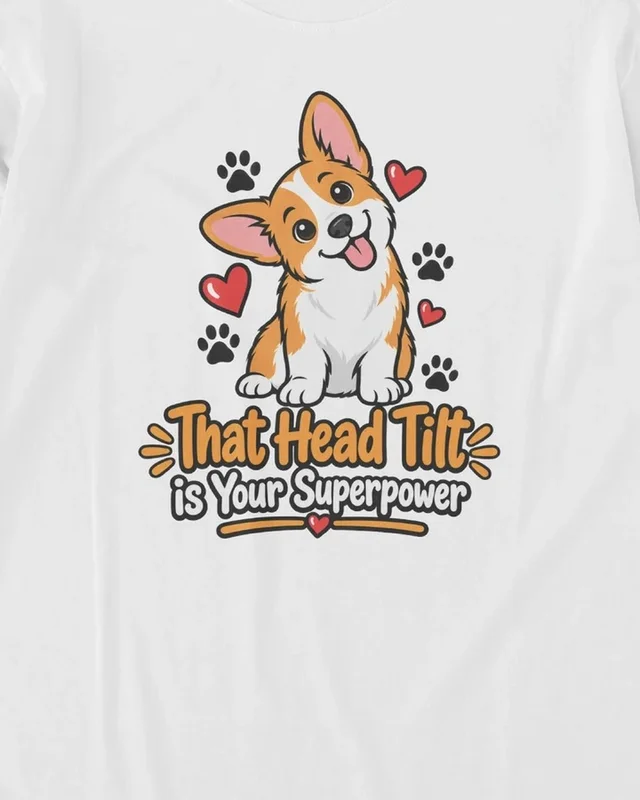 That Head Tilt Is Your Superpower Long-Sleeve T-Shirt in White — design detail